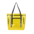 Transparent yellow PVC tote bag with black Fashion print and top zipper closure - Transparent PVC Style / Yellow