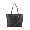 Grande borsa shopper con classico motivo a C e manici in pelle per donna in marrone - Cerchio Nero