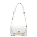 White baguette underarm bag with curved bottom and gold buckle in synthetic leather - White Stone Pattern