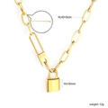 Detail der 18k vergoldeten Gliederkette mit Love-Gravur und Abmessungen der Kette - Gold Love Schloss Anhänger Stil (NE2H0701G)