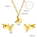 Detailed specs of gold butterfly necklace and earrings set in stainless steel - Gold Butterfly Style (SE257001G)