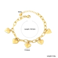 18K vergoldetes Edelstahl-Gliederarmband mit fünf Herzanhängern für Damen - Armband mit fünf Herzanhängern (BR286501G) / Gold