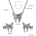 Detailed view of silver butterfly jewelry set with dimensions 10x9.4mm and 45+5cm chain - Silver Butterfly (SE257102S)