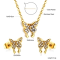 Detailed size chart for butterfly jewelry set with necklace and earring dimensions - Gold Butterfly (SE257102G)