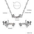 Vue détaillée du set collier et boucles d'oreilles sourire sertis de cristaux avec tailles - Sourire Argent (SE257302S)