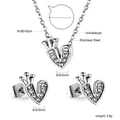 Détails de parure bijoux couronne cœur en acier inoxydable avec cristaux champagne - Coeur Couronne Argent (SE257502S)