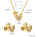 Vue détaillée de l'ensemble collier et boucles d'oreilles cœur couronne doré à l'or fin - Coeur Couronne Or (SE257502G)