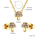 Détails du coffret bijoux champignon en acier doré avec pavage de cristaux clairs - Champignon Or (SE257902G)