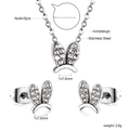 Détails de l'ensemble bijoux oreilles de lapin avec collier et boucles d'oreilles - Oreille de Lapin Argent (SE258102S)