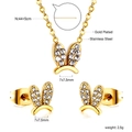 Détails de l'ensemble de bijoux oreilles de lapin en acier doré avec dimensions - Oreille de Lapin Or (SE258102G)