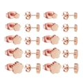 Set of 10 pairs rose gold flower stud earrings in stainless steel with butterfly backs - Rose Gold