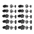 10-pair set of minimalist black floral stud earrings in stainless steel for women - Black