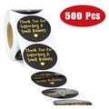 500 Stück Schwarze Dankeskarten-Aufkleber mit Goldfolie für kleine Unternehmen - 1 Zoll (25mm)