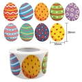 Rouleau d'autocollants œufs de Pâques colorés avec motifs vagues et cœurs pour cadeaux - Style Mixte d'Oeuf de Pâques et Lapin (A)
