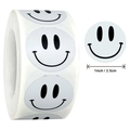 Rolle mit 25mm Smiley Aufklebern für Hochzeitsgeschenke und Partydekorationen - Schwarz-Weiß-Smiley (A)