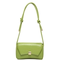 Grass green baguette bag with crocodile embossed leather and gold buckle closure - Green Stone Pattern