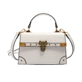 Retro cream white handbag with embossed crocodile texture and gold metal hardware - White