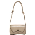 Borsa baguette beige retrò con motivo coccodrillo e fibbia in metallo oro - Cachi Motivo a Pietra