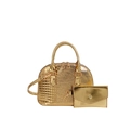 Ensemble sac à main doré brillant motif crocodile avec bandoulière amovible - Doré