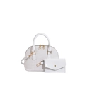 Sac à main blanc motif crocodile avec petit porte-monnaie assorti et finitions dorées - Blanc