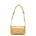 Elegante borsa baguette dorata con motivo a coccodrillo e tracolla con nodi decorativi - Motivo a coccodrillo d'oro