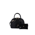 Sac à main noir motif crocodile avec petit porte-monnaie et finitions dorées - Noir