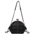 Sac à main rétro noir avec coutures blanches croisées et chaîne en métal femme - Noir et Blanc