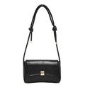 Borsa baguette nera trapuntata a stella con chiusura dorata e tracolla a nodi - Nero Stella a Cinque Punte