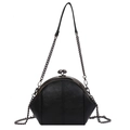 Sac coquille en PU noir classique avec fermoir rétro et bandoulière chaîne élégante - Noir