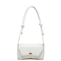 Borsa baguette bianca in ecopelle con cuciture a stella e fibbia dorata rettangolare - Stella Bianca