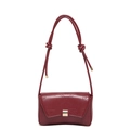 Borsa baguette retrò bordeaux con cuciture a stella e chiusura con fibbia dorata - Pentagramma Rosso