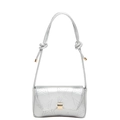 Borsa baguette argento stile Y2K con ricamo a stelle e fibbia dorata su bianco - Stella d'Argento