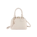 Cremeweiße Retro Muschelhandtasche mit Litschi-Maserung und goldenen Beschlägen - Gebrochenes Weiß