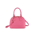 Rosafarbene Shell Dome Bag mit Litschimaserung, Tragegriffen und Schultergurt - Rosa