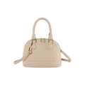 Schicke beige Schalen-Handtasche aus PU-Leder mit Lychee-Muster und abnehmbarem Schultergurt - Khaki