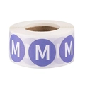 Rouleau d'étiquettes rondes de taille M violettes de 1 pouce pour vêtements et détail - Lettre B / 1 pouce (25mm)
