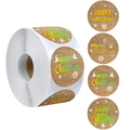 Rouleau d'autocollants de Noël en papier kraft avec quatre designs festifs variés - Diamètre 25mm / Mélange d'Éléments de Noël (A)
