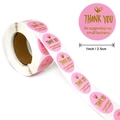 Pink and gold 1-inch Thank You stickers roll for small business gift packaging - Pink Dial Gold Numerals / Diameter 25mm