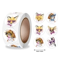 Roll of 1-inch watercolor animal stickers featuring dogs and cats with glasses - Animals with Glasses Style (A)