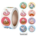 Unicorn and donut cartoon stickers 1 inch round gift labels for gift packaging - Donut Unicorn Style (Unicorn C)