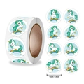 Roll of 1 inch cute cartoon unicorn reward stickers for gift sealing and decoration - Rainbow Cloud Unicorn Style (Unicorn B)
