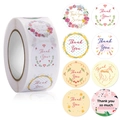 Rotolo di 8 adesivi di ringraziamento floreali con vari disegni botanici e illustrazioni - Taglia Standard / Stile Ragazza Floreale Rosa (Modello A)