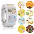 Floral Thank You stickers roll with 8 botanical patterns for sealing gifts and packaging - Style C / 1 inch (25mm)