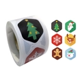 Rouleau d'autocollants de Noël avec six motifs festifs tels que le Père Noël et renne - 38.0mm / Coloré