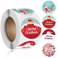 Roll of Merry Christmas envelope seal stickers with Santa and reindeer designs - Santa Claus & Reindeer Pattern (A) / 1 inch (25mm)