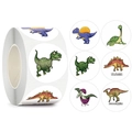Rolle mit bunten Dinosaurier-Aufklebern mit T-Rex und Stegosaurus-Motiven für Kinder - 25mm Stil / Wie gezeigt