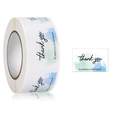 Rotolo di etichette Thank You for Supporting My Small Business rettangolari acquerello - Stile Acquerello Blu-Verde / 37*25mm