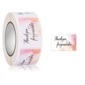 Rectangular watercolor Thank You for Your Order stickers with heart icon on roll - Pink Orange Watercolor - Thank You For Your Order