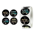 Set di 4 adesivi neri Merry Christmas con fiocchi di neve olografici in argento laser - In Rotolo / Nero