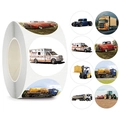Rotolo di adesivi assortiti di veicoli per bambini per premi e decorazioni - 25mm